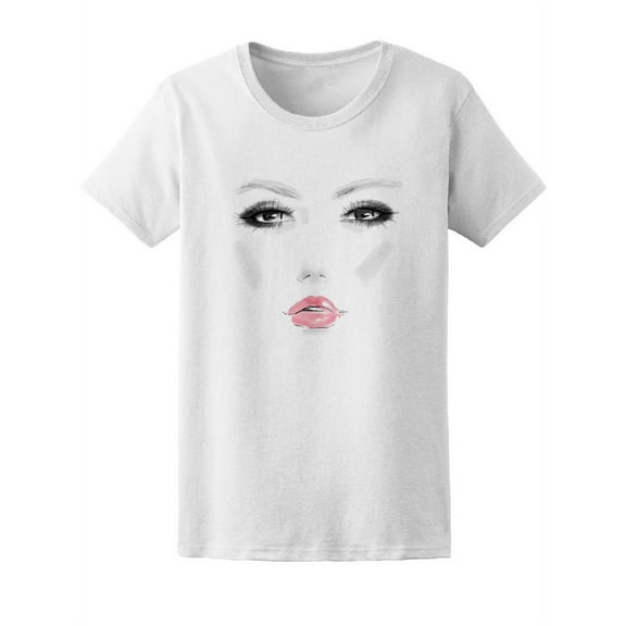 Beautiful Lady Face Sketch T-Shirt Women -Image by Shutterstock, Female Small