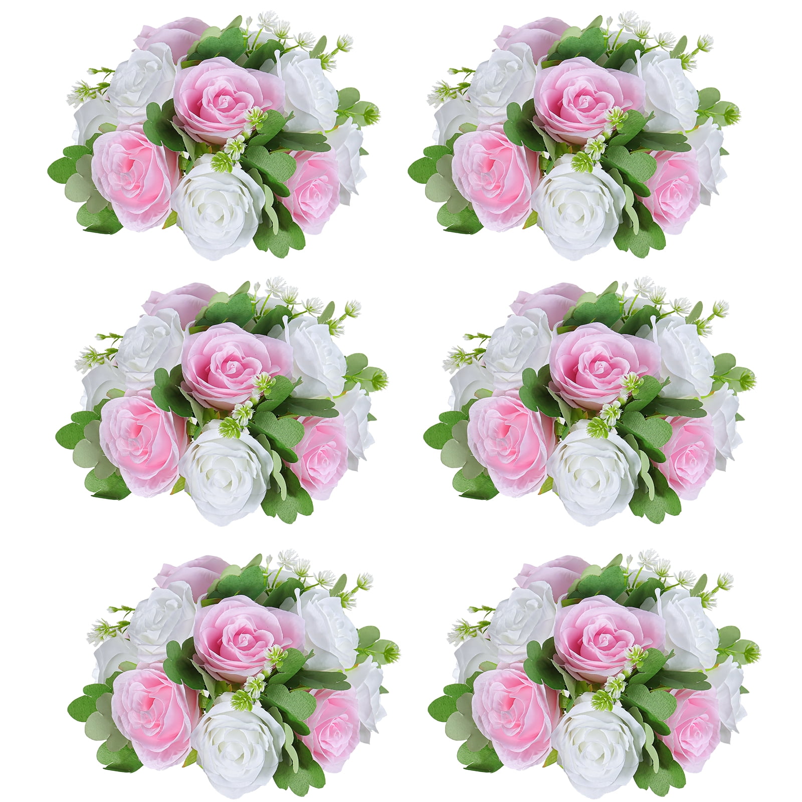 Wedding Flower Balls for Centerpieces 6pcs Pink Rose Artificial Flowers Ball Arrangement Bouquet Silk Roses for Party Table Decoration 10.6inch