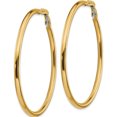 thumbnail image 2 of 14K Yellow Gold 3X50mm Polished Round Omega Back Hoop Earrings (57 X 57) Made In Peru pre925, 2 of 5