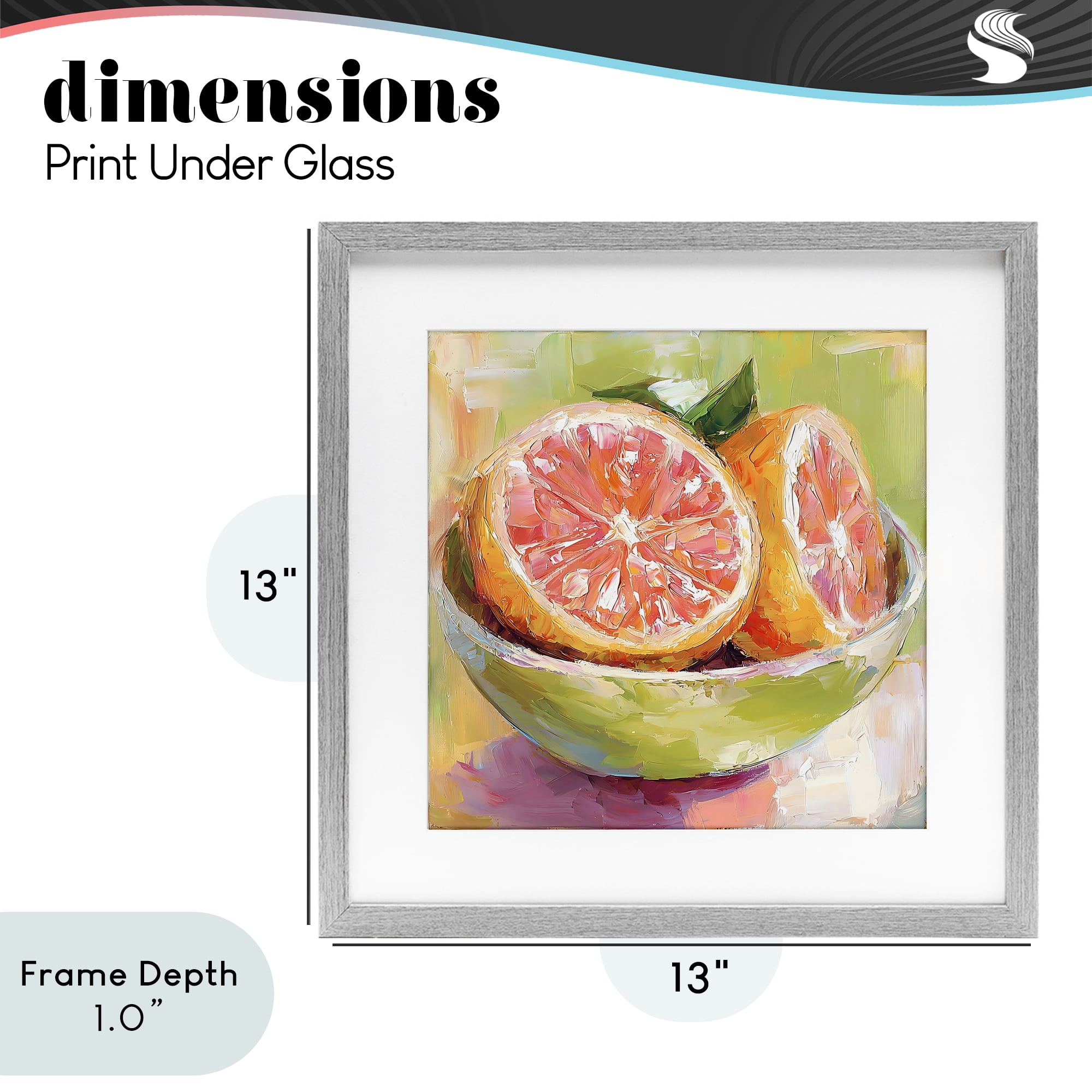 Stupell Industries Sliced Grapefruit in Bowl Gray Framed Print Under Glass, design by Riley B