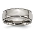 thumbnail image 1 of Titanium 8mm Beaded Edge Ring Man Wedding Classic Milgrain Beadsed  For Dad Mens  For Him, 1 of 10