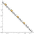 thumbnail image 2 of 925 Sterling Silver Polished Lobster Claw Closure Citrine Bracelet 3mm Wide Link Bracelet for Women, 2 of 2