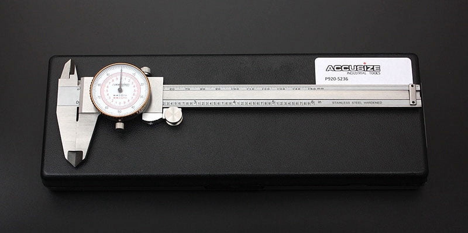 Accusize 0-6''/0-150 mm by 0.001''/0.02 mm Inch/Metric Dual Needle Precision Dial Caliper Stainless Steel, P920-S236