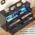 thumbnail image 4 of Winkalon 6 Drawers Dresser With Light ,Modern Storage Tower Dressers Chests With 2 Open Cubby,Large Organizer for Bedroom,Black, 4 of 8