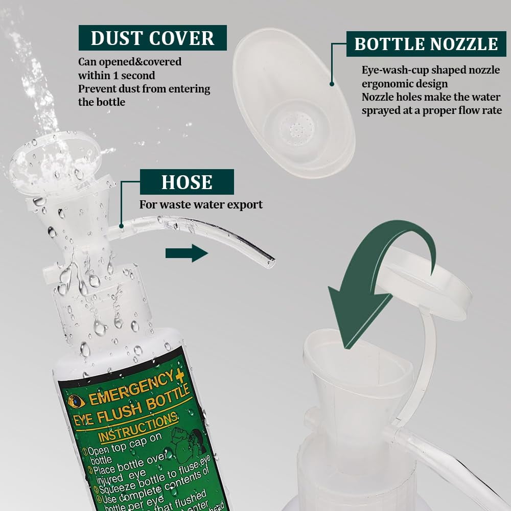 YUEWO Portable Eye Wash Station Wall Mounted Emergency Eyewash Station Eye Wash Kit,2 * 16.9-oz. Bottles,Flush Bottles Kit, No Solution