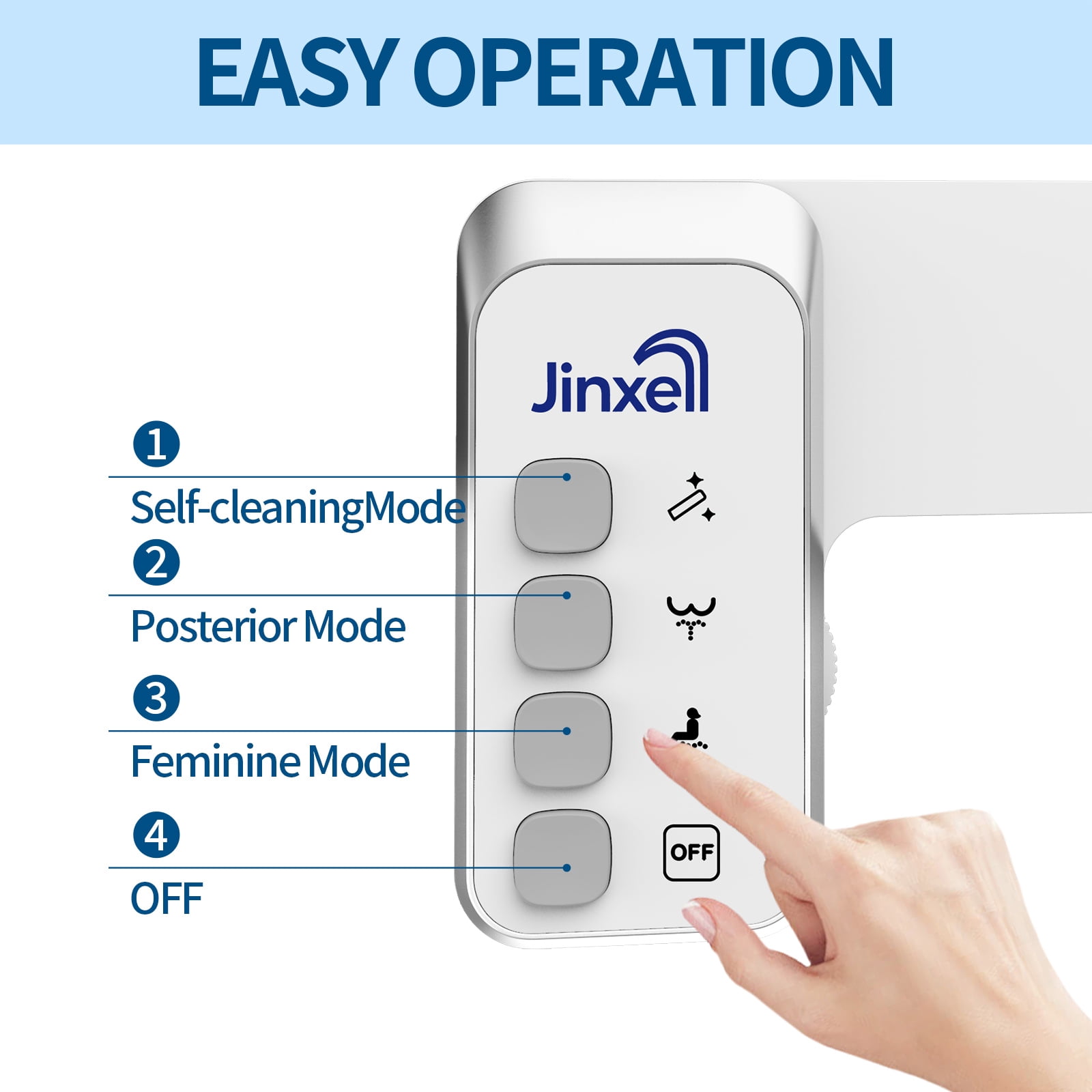 Jinxell Toilet Seat with Bidet- Non-Electric, Self-Cleaning Dual Nozzles for Frontal & Rear Wash, Adjustable Water Pressure, Slow-Close Lid,in Easy Install, Advanced 360° Self-Clean, Dual Nozzles,