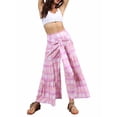 thumbnail image 4 of VISgogo Pantalones casuales de playa para mujer, pantalones anchos de cintura alta con vendaje delantero, S/ M/ L/ XL VISgogo moda, 4 of 8
