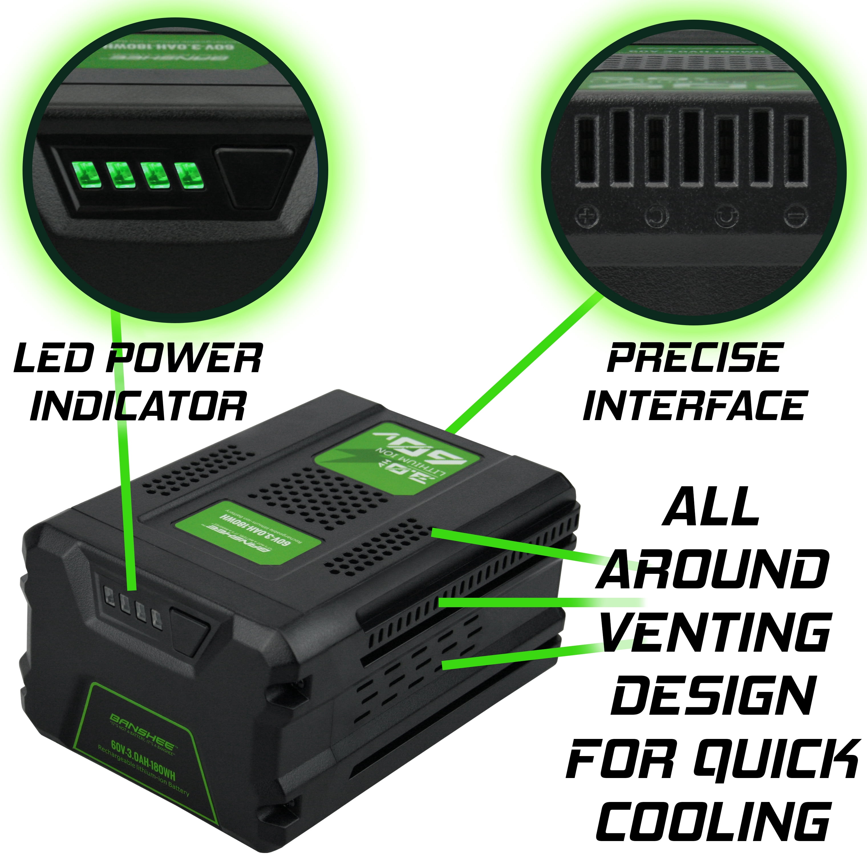 Lithium Replacement Battery Compatible With All Greenworks 60V OEM Tools & Chargers