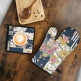 thumbnail image 5 of Pioneer Flower Kitchen Oven Mitt and Pot Holder Sets 2 Pcs for Baking, Cooking and Grilling, Heat Resistant Up To 392 °F, 5 of 7