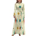 thumbnail image 2 of Vestidos largos retro Atomic Burst y Mid Century Modern en naranja, azul y crema, trajes de playa para mujeres, 2 of 5