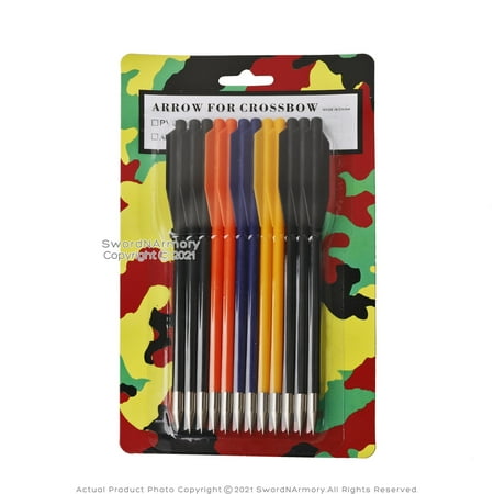 Munetoshi Set of 5 Plastic 6.5" Multicolor Crossbow Bolts Arrows with Metal Tips 50/80 lbs 12 Pcs/ea