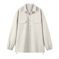 thumbnail image 4 of Bxsruta Men's Pullover Shirts Long Sleeve Half Button Down Tops with Pockets Textured Casual Workwear, 4 of 7