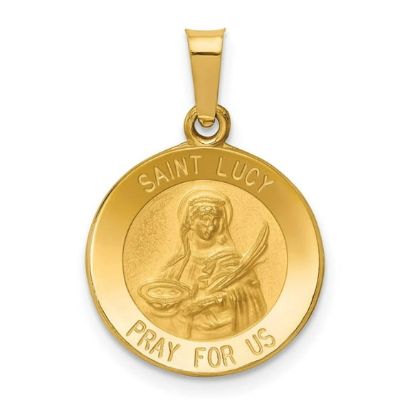 14k Yellow Gold Saint Lucy Medal Pendant