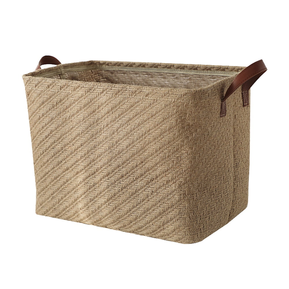 Foldable Storage Basket Sundries Organizing Basket Cotton Linen Clothes