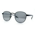 thumbnail image 4 of Boho Normcore Windsor Metal Rim Rectangular Round Hipster Sunglasses Black - Silver Mirror, 4 of 8