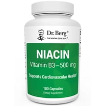 Dr. Berg Niacin 500 mg of Vitamin B3 (125 mg Per Capsule) with Flushing for Heart Health & Energy Support, 100 Gelatin Capsules