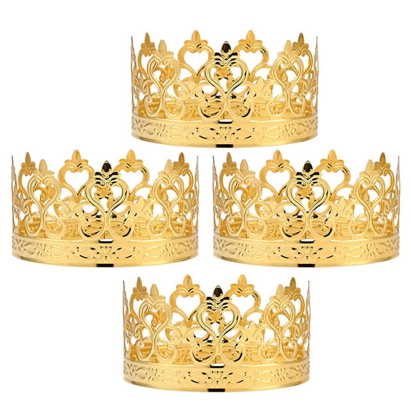 Hemoton 4pcs Mini Cake Toppers Handmade Crowns for Cake Decoration Party Accessories
