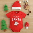 thumbnail image 2 of Mercatoo My First Christmas Baby Girl Boy Christmas Outfit Newborn Short Sleeve Romper Letter Print Bodysuit+Xmas Hat Clothes, 2 of 4