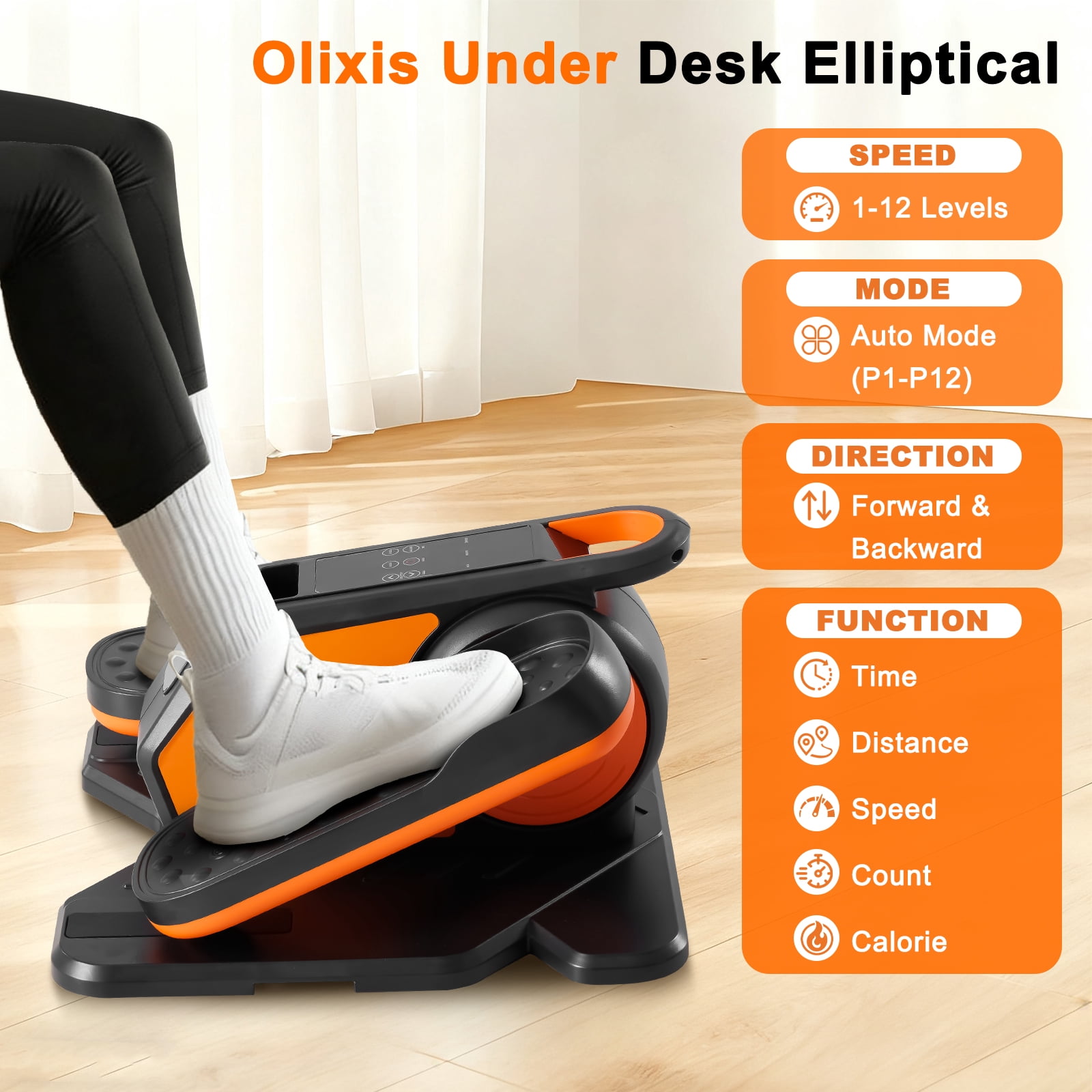 CONCETTA Under Desk Elliptical Machine, Ellipse Leg Exerciser Fully Assembled, Quiet & Portable Electric Seated Pedal Exerciser with Remote Control & Adjustable Speeds