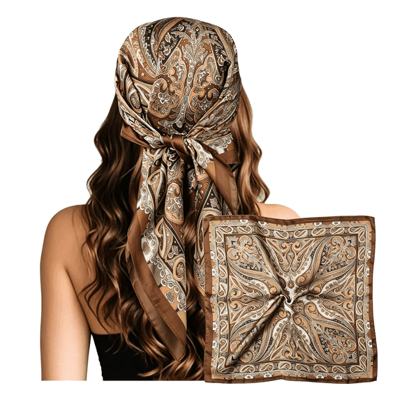 TELOLY Head Hair Scarf for Women Like Satin Silk Scarf Bandana Hair Wrapping Night Large Square Scarves Silk Head Scarf 27.5"