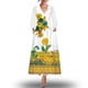 thumbnail image 2 of Moda mujer otoño estampado casual cuello pico cremallera manga larga vacaciones bolsillos vestido Fridja  yut5843, 2 of 5