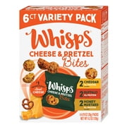 Whisps Variety Pack Pretzel Bites, 100 Calorie, Cheddar, Honey Mustard, Buffalo, 6 Pack, 0.7 oz