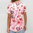 thumbnail image 5 of Womens Valentine Day Scrub Tops Love Heart Print V Neck Plus Size Quick Dry Workwear Medical Short Sleeve Nursing Uniform with Pockets Light pink S, 5 of 5