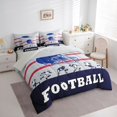 thumbnail image 3 of Feelyou Grey Navy Helmet Bedding Comforter Set 7pcs for Boys, Soccer Football Player King Bedding Sets, Vintage American Sport Reversible Bed Sheets, Microfiber Bedroom Decor, 3 of 7