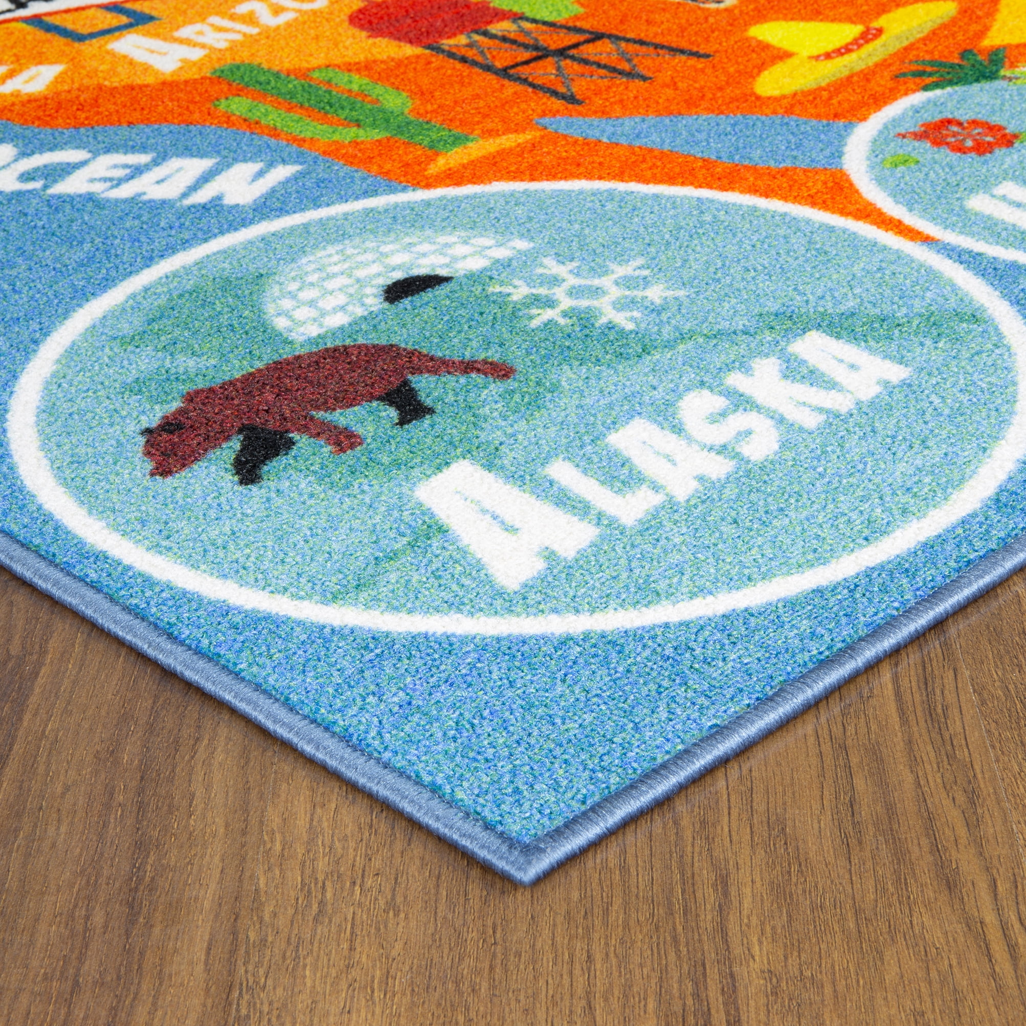 KC CUBS Playtime Collection USA United States Geography Map Educational Learning Area Rug Carpet for Kids and Children Bedrooms and Playroom (3'3" x 4'7")