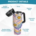 thumbnail image 4 of 30oz insulated car cup with handle and straw suitable for all ages Stainless steel vacuum insulated cup. Smiley Faces, 4 of 10