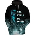 thumbnail image 2 of Lotusprinthandmade Wolf Couple She Keeps Me Wild Hoodie 3D S-5XL Multicolor, 2 of 5