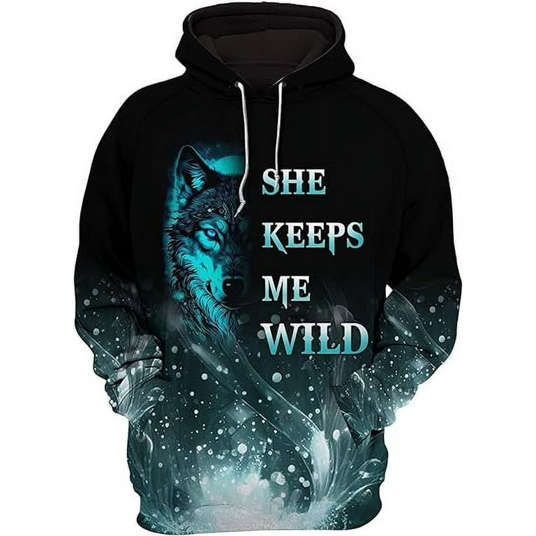 Lotusprinthandmade Wolf Couple She Keeps Me Wild Hoodie 3D