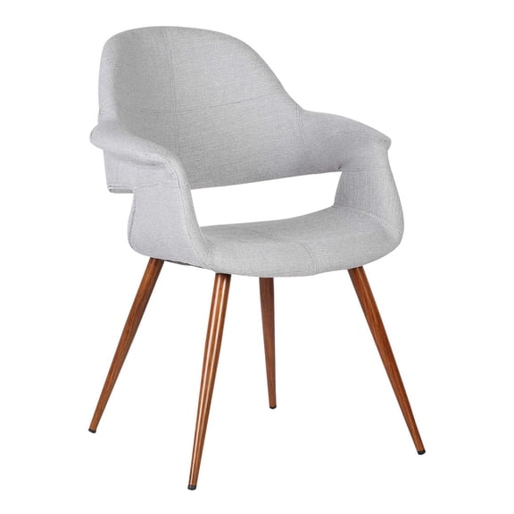 Armen Living Phoebe 17.7" Modern Fabric Dining Chair in Gray/Walnut