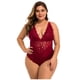 thumbnail image 1 of Gibobby Conjunto de lencería 14XL Plus Body con cuello en V Ropa de dormir Encaje Nueva lencería Sexy Talla sin espalda Mujeres Íntimos(Vino, XXL), 1 of 5