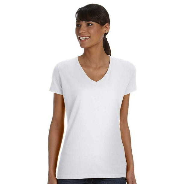 Fruit of the Loom - Fruit of the Loom L39VR Ladies Cotton V Neck T ...