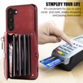 thumbnail image 3 of for Samsung Galaxy S23 Case Wallet for Men Women, Removable Adjustable Shoulder Strap & Lanyard Flip PU Leather Slim Back Zipper Purse Magnetic Clasp Case with Card Slot Holder Stand - Red, 3 of 10