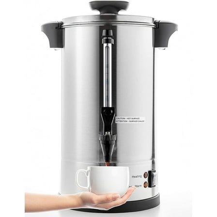 SYBO Commercial Grade Stainless Steel Percolate Coffee Maker Hot Water Urn, 55 CUP 8L