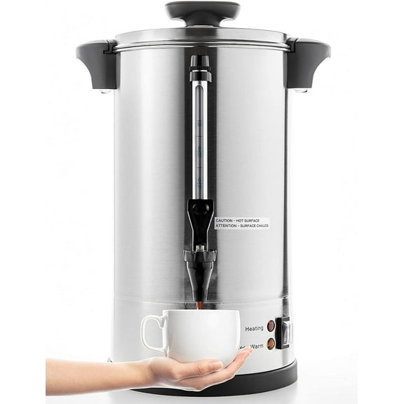 SYBO Commercial Grade Stainless Steel Percolate Coffee Maker Hot Water Urn, 55 CUP 8L