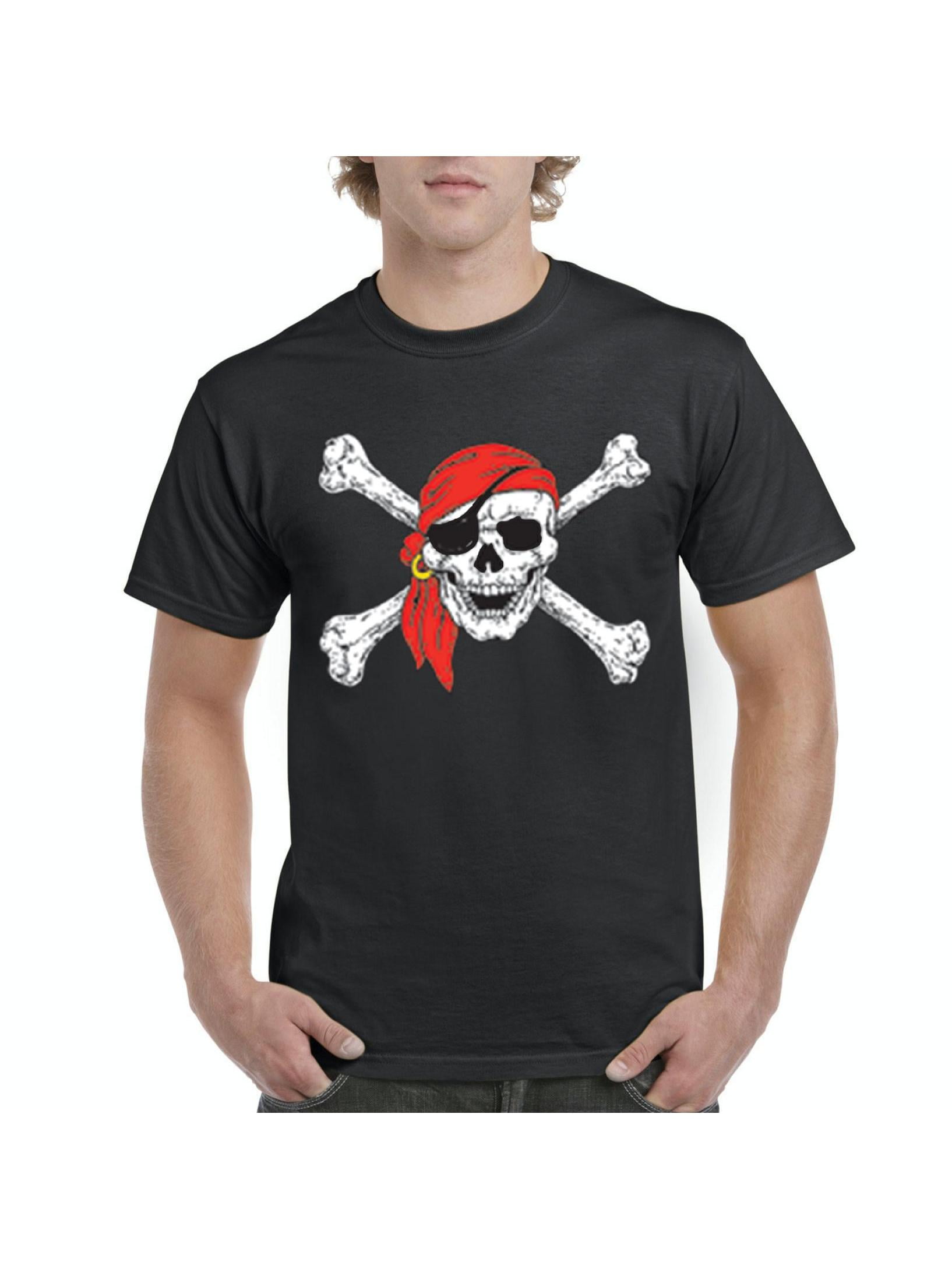 Cat Pirate T shirt Jolly Roger Flag Skull and Crossbones Tee Vintage Men Gift...