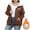 A_ Brown, variant on Women's Plus Size Sherpa-Lined Fleece Hooded Jacket Long Sleeve Zip Up Coat With Pockets Oversized Trendy Casual Wear Brown XL