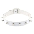 thumbnail image 6 of K-KED Gothic Punk White Pu Leather Spiked Rivet O-Ring Collar Stud Choker Necklace-Heart-Shaped Ring Belt 40cm, 6 of 9