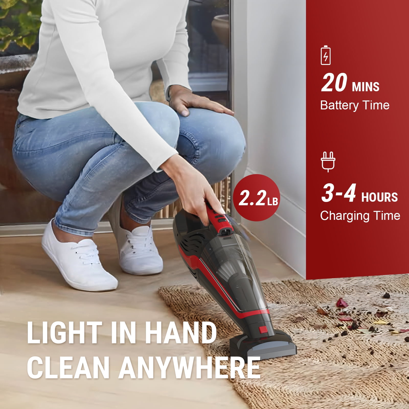 VacLife Cordless Handheld Vacuum, Car Vacuum Cleaner Rechargeable with Motorized Brush, Powerful Stair Vacuum