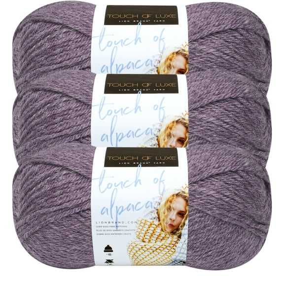 Lion Brand Yarn Touch of Alpaca Purple Aster Medium Acrylic, Alpaca Yarn 3 Pack