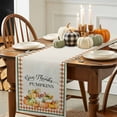 thumbnail image 3 of ERUNPONLY Vintage Thanksgiving Table Runner - 72 Inch Long Orange Pumpkins Rustic Fall Cotton and Linen Blended Dress Scarves Farmhouse Table Runner for Kitchen Dining, Coffee Table, 16" x 72", 3 of 8