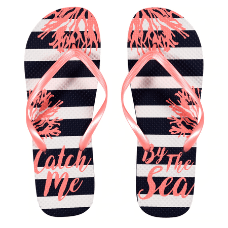 

Women s Catch Me Rubber Flip-Flops - Navy/White [Size S 5/6]