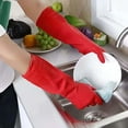 thumbnail image 4 of FNGZ 2 Pairs Reusable Household Gloves Rubber Dishwashing Gloves Extra Thick Long Sleeves Kitchen Cleaning Working Painting Gardening Pet Care Oven Hand Socks, Two Pairs of Gloves, 4 of 6