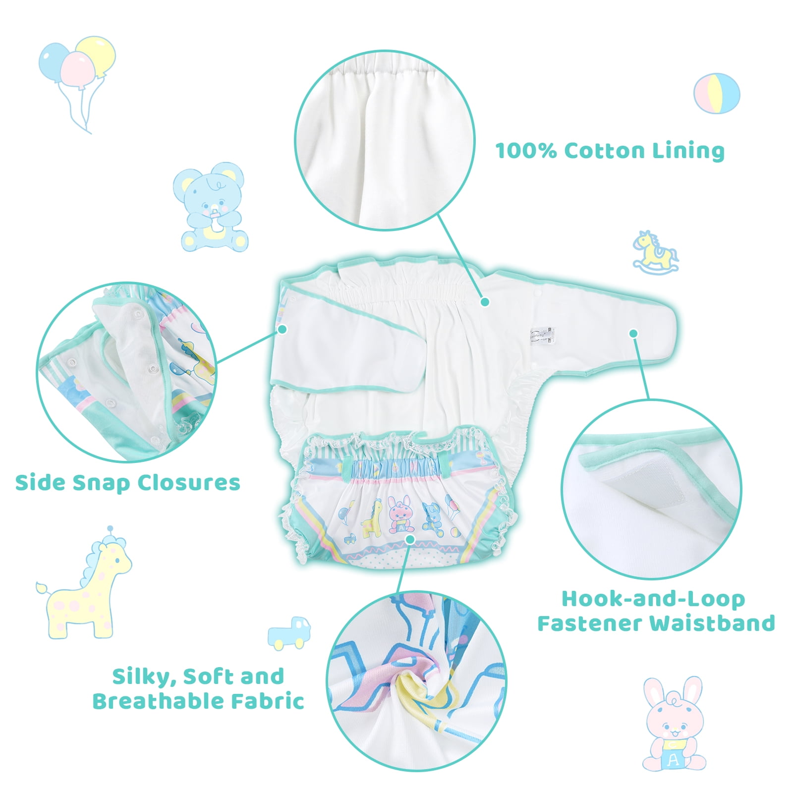 Littleforbig Silky Adult Ribbon Omutsu Diaper Wrap Cover Washable Adjustable Reusable Waterproof - Baby Parade M