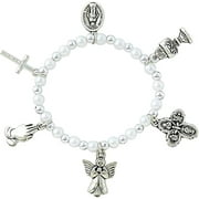 NEEDZO Girls First Communion Charm Bracelet, Catholic Religious Gift for Her, 6.5 Inches