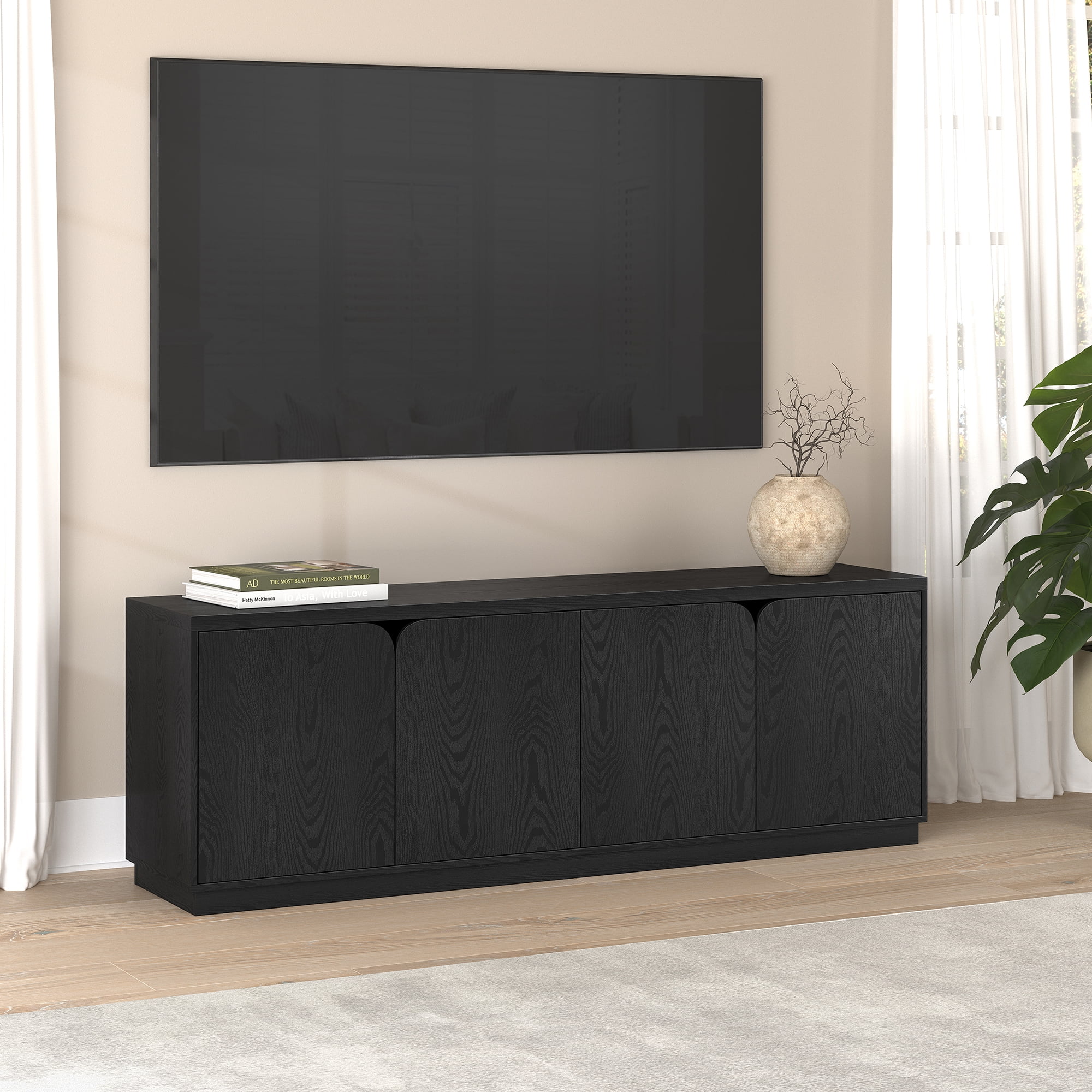 Fitzroy Rectangular TV Stand for TV's up to 78" in Black Grain
