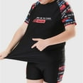 thumbnail image 5 of YuYuBao Toddler Boys Swimsuits Split Swimwear Set Loose Fitting UPF 50+ Long Sleeve Shirts And Shorts Rash Guard Swimming, 160, 5 of 9